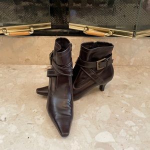 Franco Sarto brown kitten heel ankle boots (8)